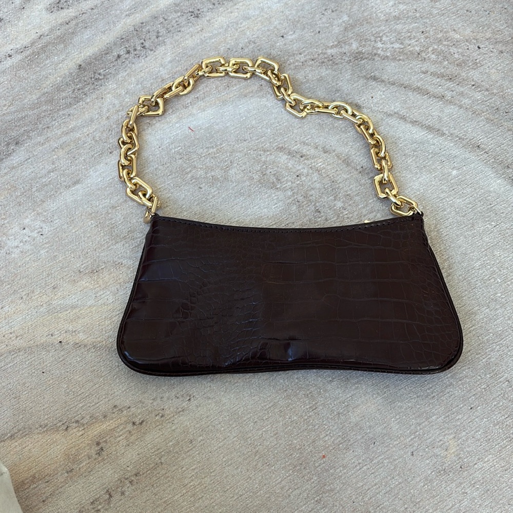 Zara Brown Croc Shoulder Bag